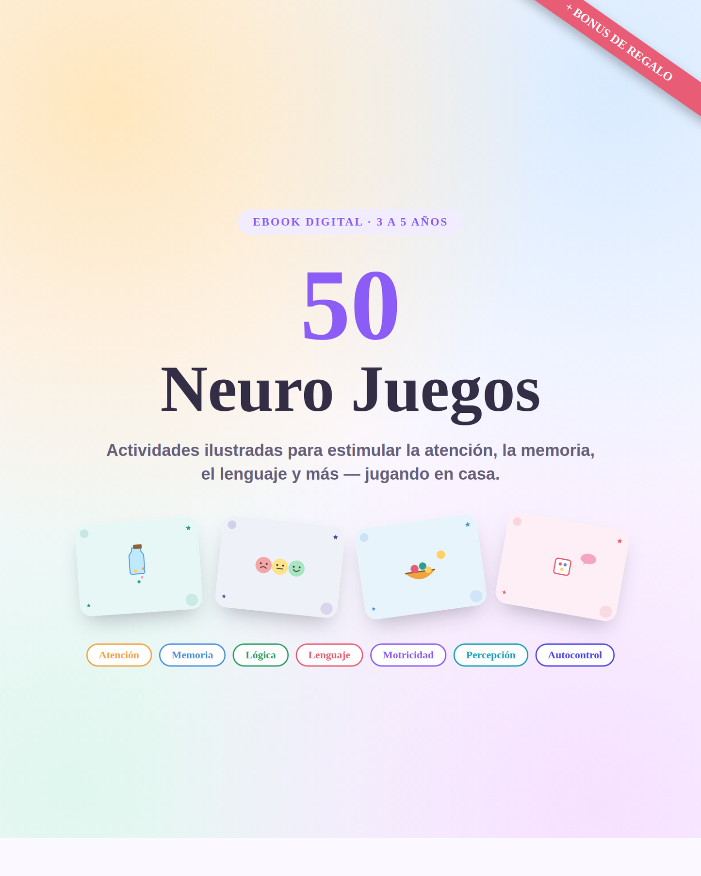 50 Neuro Juegos para Niños de 3 a 5 años | Ebook Digital Descargable
